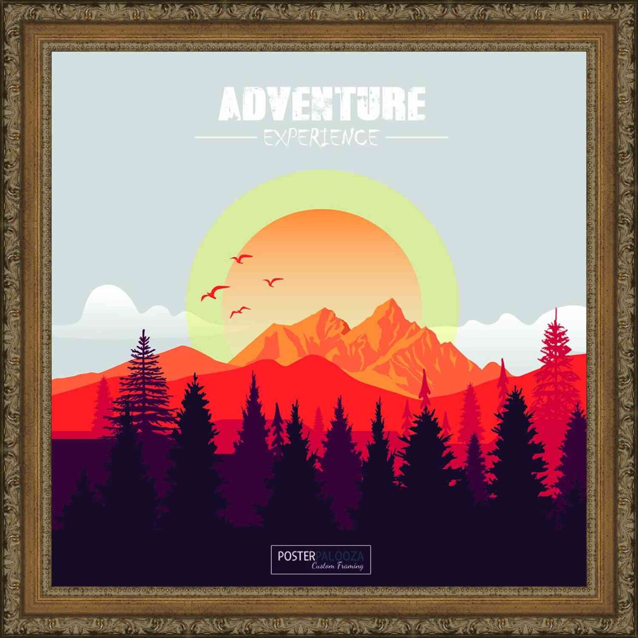 6x6 Sculpted Gold Picture Frame - UV Acrylic, Foam Board Backing, Hanging Hardware